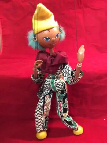 Pelham Puppets Vintage Marionette Dressed Clown with Box