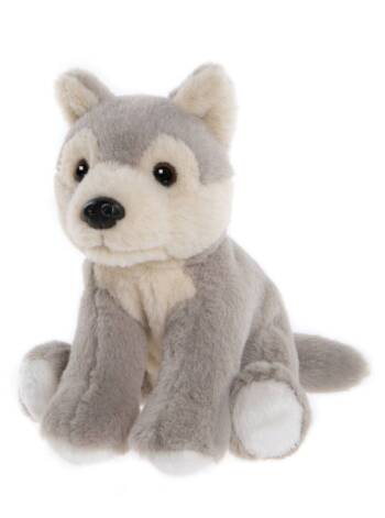 Charlie Bears Cuddle Cubs Light Grey Wolf Sitting Plush Soft Toy product image