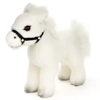 Uni Toys L59030W White Horse with Bridle 23cm Standing Pony Plush Toy product image