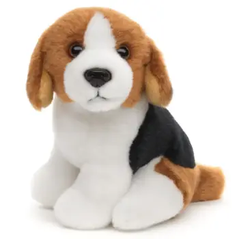 Uni Toys D21314A-BE Beagle Tricolour Sitting 12cm Dog Plush Toy product image