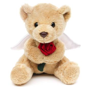 Uni Toys TS015123-R Guardian Angel with Red Rose 13cm Little Bear Plush Toy product image